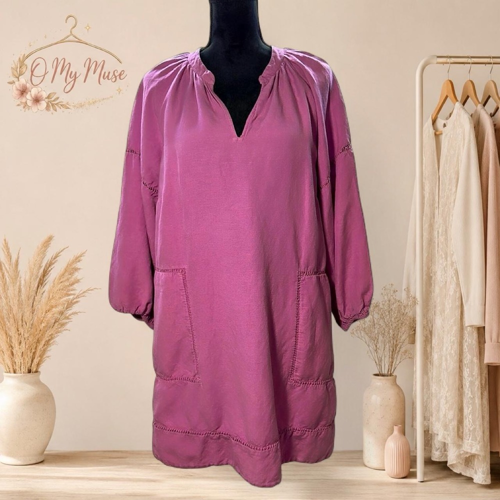 LOFT Purple linen dress with pockets